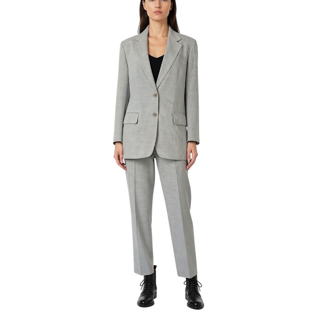 Vintage DKNY Womens Grey Wool Blend 2 Piece Pant Suit Made in Italy Size 12